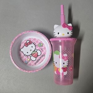 Hello Kitty Plate,Bowl And Cup
